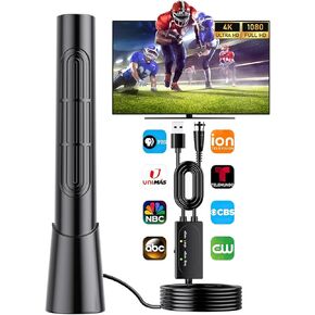 4K Amplified HD Digital TV Antenna Indoor Long 1500 Miles Range Smart TV, Supports 4K 1080p All TV's on VHF UHF Local Channels, GREVA Equipped Signal Booster Amplifier and 16ft Coax HDTV Cable 2025