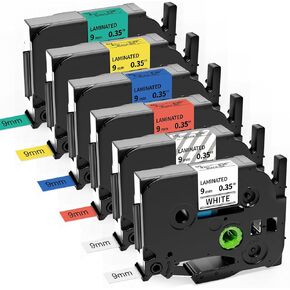 Labelife 6-Pack Replacement for Brother P Touch TZe TZ Tape 12mm 0.47 Inch Laminated Label Maker Tape for Brother Ptouch PT-D210 PT-H110 D600 D400 PTD220 Label Maker, White/Clear/Red/Blue/Yellow/Green