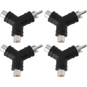 SING F LTD 4pcs RCA Y Splitter 1 Male to 2 Female Audio Connectors Adapter Plug Audio Converter Suitable for Audio Video AV TV Cable Conversion