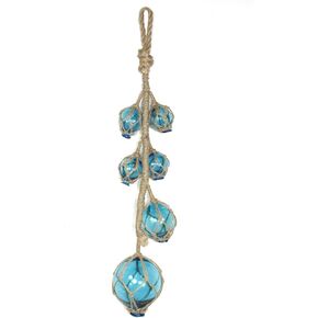 mds 6 Blue Japanese Glass Fishing Floats Fish Net Buoys Tiki Decor