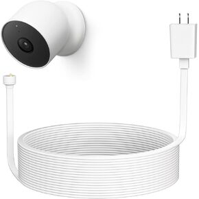 iTODOS 10ft/3m Weatherproof Charging Cable for Google Nest Cam Outdoor or Indoor, Battery - Flat Outdoor Power Cord for Nest Camera with USB Power Adapter
