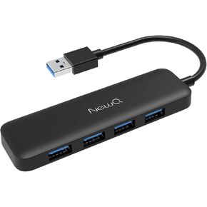 NewQ Small USB Hub for Laptop: 4 USB 3.0 Port Compact Size Mini USB Splitter, 5Gbps Ultra Slim Portable USB Adapter Compatible with MacOS/Windows, Xbox, Flash Drive, Mobile HDD, Keyboard, Mouse etc