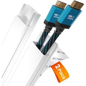 EVEO TV Cord Hider - 34" Cable Management Cord Cover Wall Wire Hider | Wire Covers for Cords, Cable Concealer, Cable Raceways, TV Cable Hider Wall Kit TV - 4X (L17 W0.95 H0.5) - 2 Pack - White