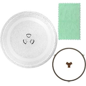 9.6" Glass Microwave Plate Replacement for GE WB49X10229 JE740DRBB Microwave Turntable Tray Oven Rotating Dish Tray with Y shaped design for Better Reheating and Even Heat Distribution