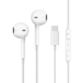 for Apple USB C Headphones Wired Earbuds with Mic [MFi Certified] Type-C Clear Call No Noise HiFi Stereo Volume Contorl Earphones for iPhone 15 16 Pro Max Samsung S24 S23 S22 Pixel 8 9 iOS & Android
