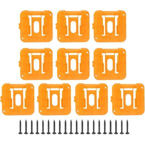 HARFINGTON 10pcs Battery Holder Wall Mount Dock Battery Storage Rack Tool Holder with Screw for 20V Li-ion Battery, Yellow