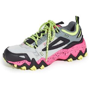 Fila Women's Oakmont Tracer Sneakers, Glacier Grey/Black/Pink Glo, 9.5 Medium US