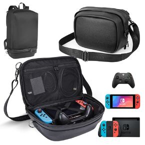 Krone Kalpasmos Carrying Case for Nintendo Switch/Switch OLED Model (2021)/Switch Console Pro Controller Accessories, Protective Travel Carrying bag Compatible with ROG Ally Docking Station Storage