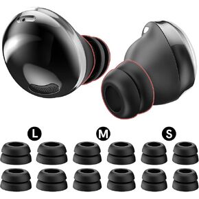 Delidigi for Galaxy Buds Pro Ear Tips, 6 Pairs Double Flange Silicone Eartips Earbuds Earplug Replacement Accessories Compatible with Samsung Galaxy Bus Pro 2021 S/M/L Size