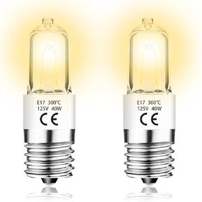 Microwave Oven Light Bulbs Replacement,125V 40W Appliance Bulbs E17 for Oven,Refrigerator,Stove,Microwave Light Bulbs Under Hood,Lava Lamp High Temp 300°C,2700K Warm White,Dimmable