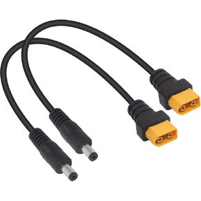 2 Packs XT60 to DC Cable, XT60 Male to Male DC 5.5mm X 2.5mm Power Cable for Drone Power Cord, FPV Monitor Power, Extension Cable in High Current Power Supply 0.3m/1feet (M/M DC5.5×2.5)
