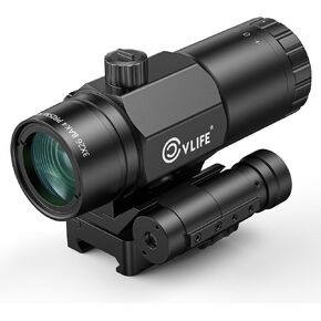 CVLIFE 3X Red Dot Magnifier with Flip to Side Mount, Focus Adjustment, Windage & Elevation Adjustable, for Picatinny Rail, 2.2 inches of Eye Relief, 36/38/40MM Height