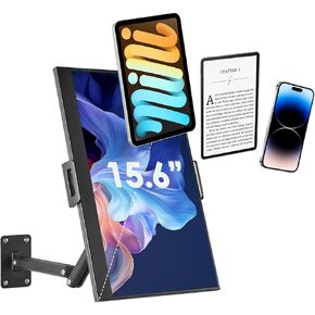 Tablet Wall Mount Holder for ipad,Portable Monitor Stand Mount for 15.6''Max,Aluminum Alloy 360°Adjustable Foldable Tablet Holder for Kindle,Work for 4.7''-12.9" iPad Pro Air Mini,Galaxy Tab,Tablets