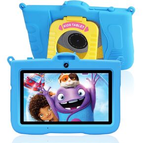 Kids Tablet 7 inch Android 13 Tablet for Kids,8GB RAM 64GB ROM 128GB Expand,Kids Software Pre-Installed, Parental Control, WiFi, Bluetooth, Educational Tablet with Shockproof Case(Blue)