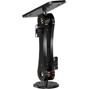 Fish Detector Mount with 1" Ball B Size Double Socket Arm,Aluminum Round Rectangular Plate with 1 in/25mm/B Size Ball Adapters,with AMPS Holes,Compatible with Garmin,Lowrance, Humminbird(Long Arm)