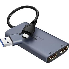 Capture Card, USB-A/USB-C 4K HDMI Video Capture Card for Full HD 1080P 60fps Recording and Loop-Out, OBS Live Streaming Gaming Record (Black 2 in 1)