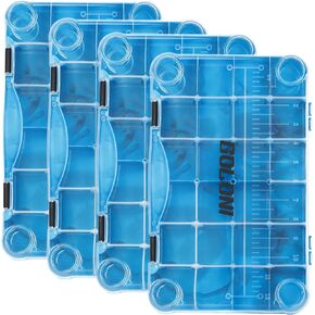 Goloni Fishing Tackle Box,Plastic Clear Fishing Storage Organizer Box With Removable Dividers,3600 Tackle Trays,Storage Lure Box for Lures 4 Pack