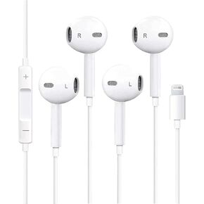 Earbuds Headphones for iPhone, 2 Pack Earbuds Wired Earphones with Built-in Microphone & Volume Control, Noise Canceling Isolating Headphones compatible with iPhone 14/13/12/11/SE/X/XR/XS/8/7