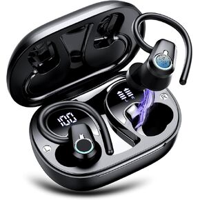 Wireless Earbuds, 2023 Bluetooth Headphones 5.3 Sport, 50H Ear buds with Earhooks, Dual LED DisplayBluetooth Earbuds, Deep Bass Stereo Noise Cancelling Headphones, IP7 Waterproof Running Earphones