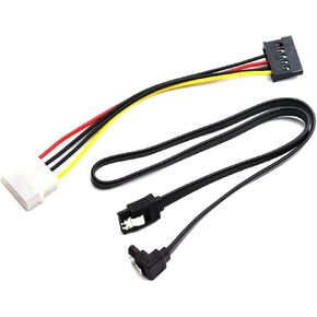 1x 4 Pin IDE Molex Male to 15 Pin SATA Female HDD Power Adapter Cable + 1x SATA III 6.0 Gbps Serial Port Hard Disk Data Cable for DIY Molex to SATA Power Supply HDD Data Transmission