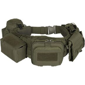 Tactical Battle Belt Duty Belt Quick Release Adjustable Molle Law Enforcement Utility Belt 7 in 1 Set (Green)