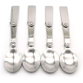 Temo 4 PC من الفولاذ المقاوم للصدأ ثلاثة قابلة للطي غسالة الصحون آمنة ، طولها 2.25 بوصة قابلة للطي