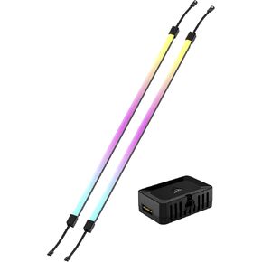 CORSAIR iCUE Link LS350 Aurora RGB Light Strips 350mm Kit – 2X Magnetic Diffused Individually Addressable RGB LED Strips – iCUE Link Adapter and ARGB to iCUE 3-Pin Adapter Cable Included