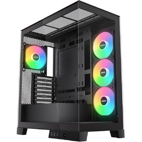 SAMA V50 Mid Tower ATX PC Case, Tempered Glass Front/Side Panel, Airflow, 4x12CM PWM ARGB Fans Pre-Installed, Cable Management, Support 360mm Radiator, USB Type-C, White