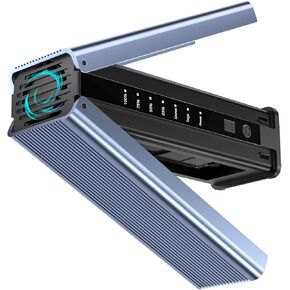 NVMe M.2 Duplicator with Cooling Fan, 8TB Dual-Bay Offline Clone Enclosure, 10Gbps M.2 SSD M Key Hard Drives Enclosure, for NVMe SSDs PCIe Size 2230/2242/2260/2280