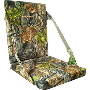 AUSCAMOTEK Camouflage Hunting and Stadium Seat Cushion with Backrest - 5cm Thick, Water-Resistant, Silent Material for Turkey Hunting Fishing Camping and Outdoor Activities