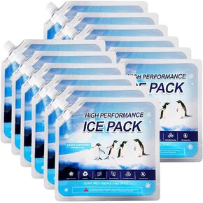 10 Packs Cooler Ice Packs for Lunch Boxes,Reusable Ice Packs,Long Lasting Freezer Packs Cooling Ice Gel Pack for Camping,Picnic,Beach,Fishing,Road Trips