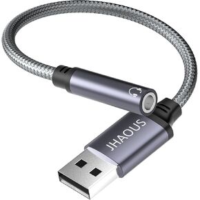 USB to 3.5mm Jack Audio Adapter, USB to Audio Jack Adapter Headset, USB-A to 3.5mm External Sound Card AUX Stereo Converter, Compatible for Headset, PC Windows, LaptopMac, Desktops, Linux, PS4