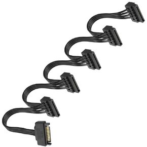 XMSJSIY SATA Power Splitter Cable 15 Pin SATA to 5 x 15 Pin SATA Power Supply Cable Extension Cable 15 Pin SATA Male to 5 x Serial SATA Female Power Cord for HDD SSD Hard Disk Drive