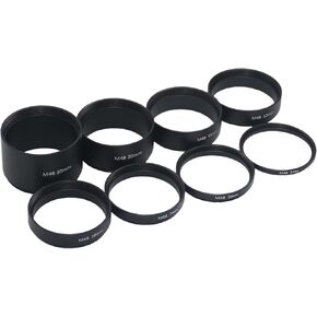 8PCS M48x0.75 Telescope Extension Tube Set,T2 Extension Tube Kit Length 3mm 5mm 7mm 10mm 12mm 15mm 20mm 30mm Extending for Astronomical Telescope Photography