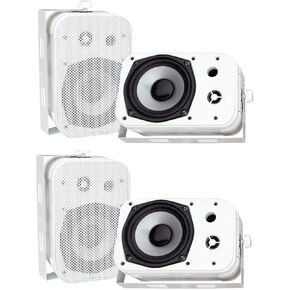 Pyle PDWR40W 5.25" White Indoor/Outdoor Waterproof Home Theater Speakers, 2 Pair