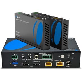 OREI 4K 1x2 HDMI Extender Splitter HDBaseT Over Single Cable CAT6/7 4K@60Hz 4:4:4 HDCP 2.2 with IR Remote EDID Management, HDR - Up to 400 Ft - Loop Out - Low Latency - Power Over Cable