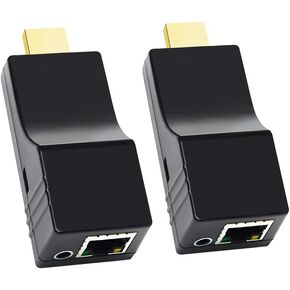 DDMALL Mini 4K HDMI Extender Over Single CAT5e/CAT6/CAT7 Cable, 230ft/70m at UHD 4K@60Hz, 295ft/90m at Full HD 1080P, HDR, HDMI 2.0, HDCP 2.2/1.4, EDID, POC, HDMI Transmitter and Receiver Kit (HE-30)