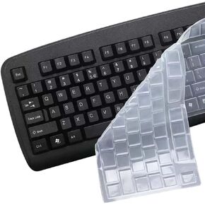 Ultra Thin Desktop PC Silicone Clear Keyboard Cover Skin Protector for 104/107Keys Standard Desktop Keyboard Universal Keyboard Protector Skin Waterproof Dustproof Reusable (Without Keyboard Position)