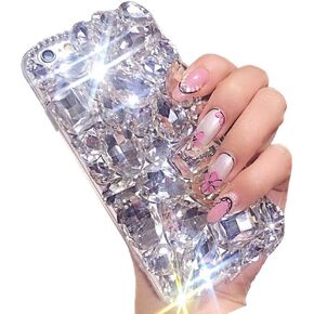 Bling Diamond Case for Samsung Galaxy A15 5G, Glitter Clear Crystal Bright Full Diamonds Luxury Sparkle Rhinestone Bumper Women Girls Protective Phone Case Cover - White