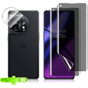 Privacy Screen Protector for One Plus 11, Flexible TPU Protective Film [2+2 Pack] Camera Lens Protector [3D Full Coverage] [Anti-Spy] [Scratch-Resistant] for Oneplus 11