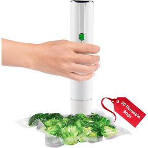 Vacuum Sealer + 30 Bags - Preserve Food 5 Times Longer