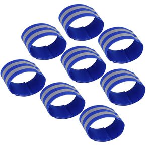 8pcs Reflective Bands for Arm Reflective Armbands High Visibility Night Cycling Riding Reflector Tape Straps Bracelet Blue Auto Accessories