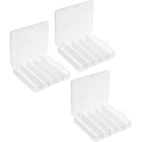 PATIKIL Fishing Tackle Box, 3 Pack 6.9 x 6 x 1.2 Inch Plastic 5 Grids Lure Bait Hooks Accessory Organizer Storage Container, Clear