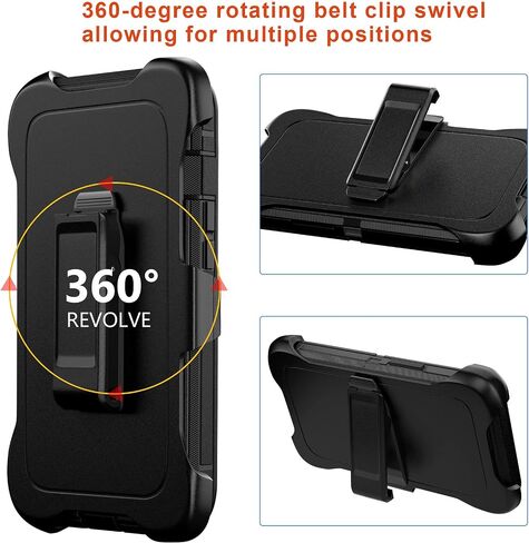 JGS for iPhone 13 Pro Max Case 6.7", Military Grade 3 in 1 Heavy Duty Shockproof/Drop Proof Case with 2 PCS Tempered Glass Screen Protector, includes Holster Clip Kickstand (Black) in Saudi Arabia