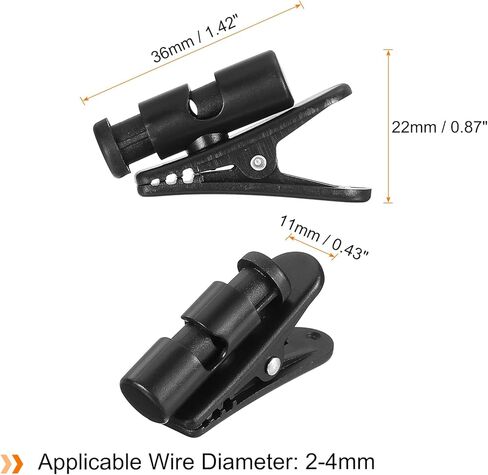 HARFINGTON 4pcs Headphone Wire Clips 1.42" Length Small Headset Cable Clamp Earphone Earplugs Cable Clothing Clip Earpiece Clamp Microphone Cord Hooks for 2-4mm Dia Round Wire, Black in Saudi Arabia