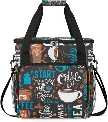 Blue Coffee Cafe Coffee Maker Carring Bag Travel Carrying Storage Tote Bag Compatible with Keurig K-Mini or K-Mini Plus Portable Single Serve Coffee Brewer Case with Pockets for K-cup Pods in Kuwait