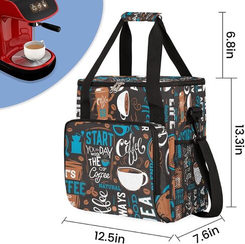 Blue Coffee Cafe Coffee Maker Carring Bag Travel Carrying Storage Tote Bag Compatible with Keurig K-Mini or K-Mini Plus Portable Single Serve Coffee Brewer Case with Pockets for K-cup Pods in Kuwait