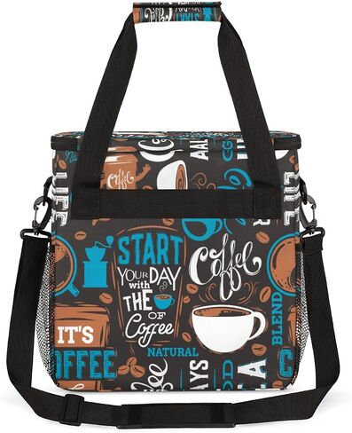 Blue Coffee Cafe Coffee Maker Carring Bag Travel Carrying Storage Tote Bag Compatible with Keurig K-Mini or K-Mini Plus Portable Single Serve Coffee Brewer Case with Pockets for K-cup Pods in Kuwait