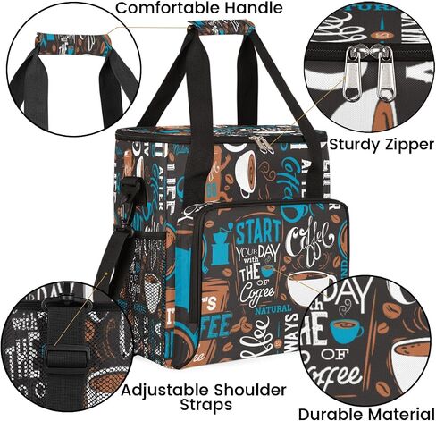 Blue Coffee Cafe Coffee Maker Carring Bag Travel Carrying Storage Tote Bag Compatible with Keurig K-Mini or K-Mini Plus Portable Single Serve Coffee Brewer Case with Pockets for K-cup Pods in Kuwait