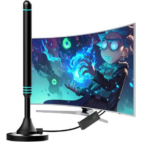 TV Antenna - TV Antenna Indoor, Strong Magnetic Base Digital TV Antenna for Easy Installation, Long Range Reception TV Antenna for Local Channels Support 4K 1080P Smart TV - 16.4 FT Coax Cable